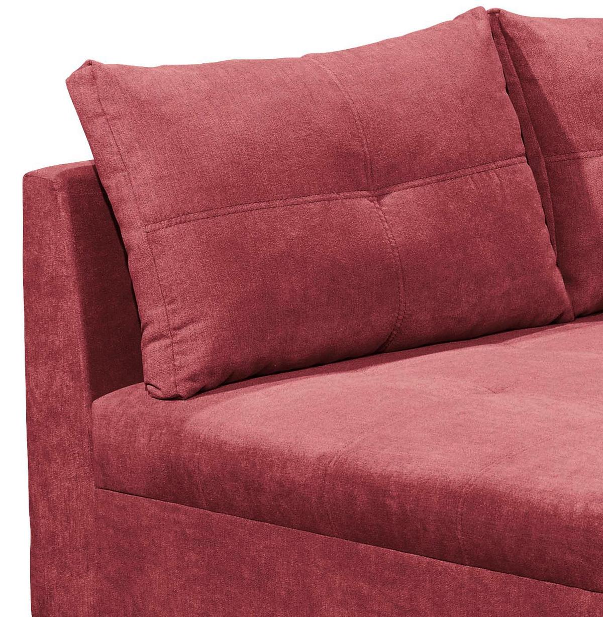 Ecksofa mit Schlaffunktion + Kissen Lea, Polyester-Nylon - Beere/Schwarz, Basics, Holzwerkstoff/Textil (176/248cm) - MID.YOU