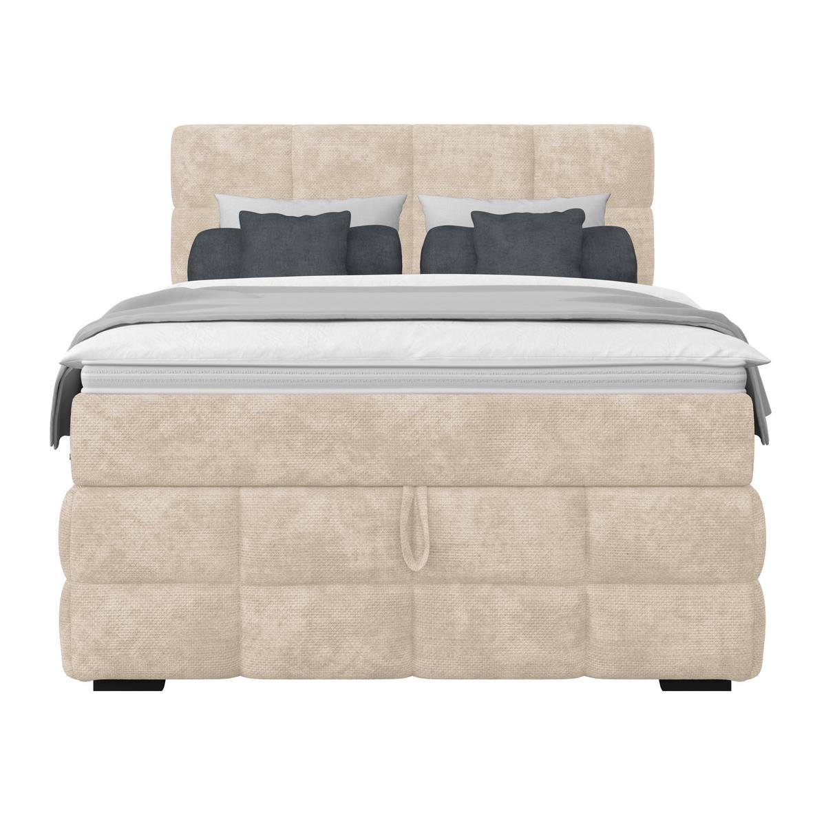 Čalouněná postel VEGA 140x200 cm, bílá - bílá/černá, Trend, dřevo/textil (140/200cm)