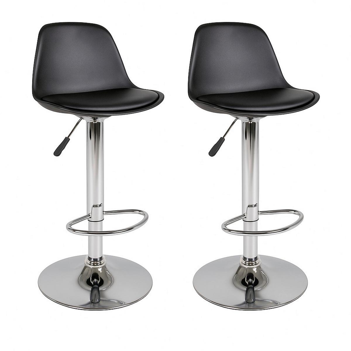 Barhocker-set Trondheim Schwarz B: 39 Cm - Schwarz, MODERN, Textil (39/82-104/41cm) - MID.YOU