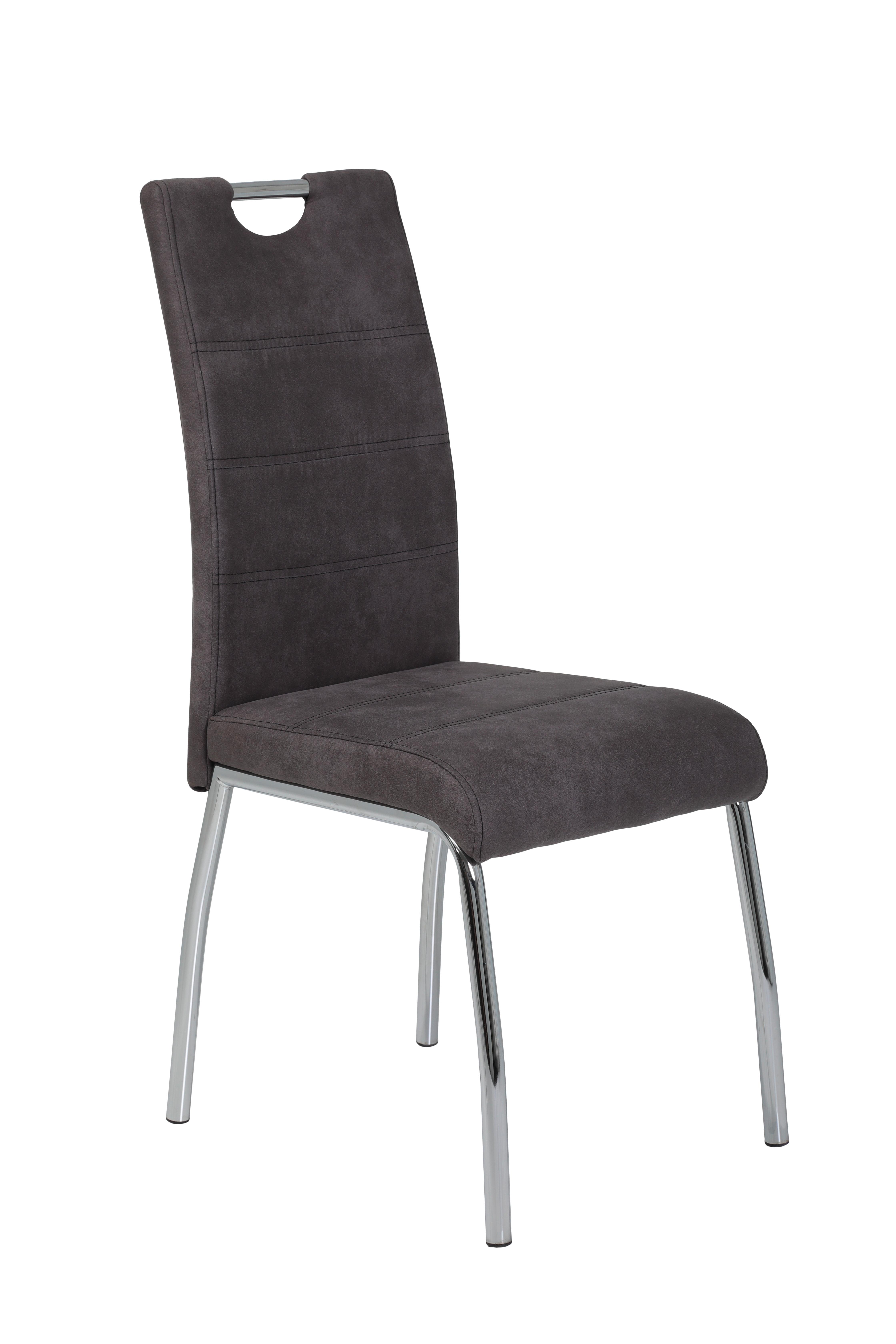 Jídelní židle Susi, textilní kůže, antracitová - barvy chromu/antracitová, Moderní, kov/textil (44/98/61cm)