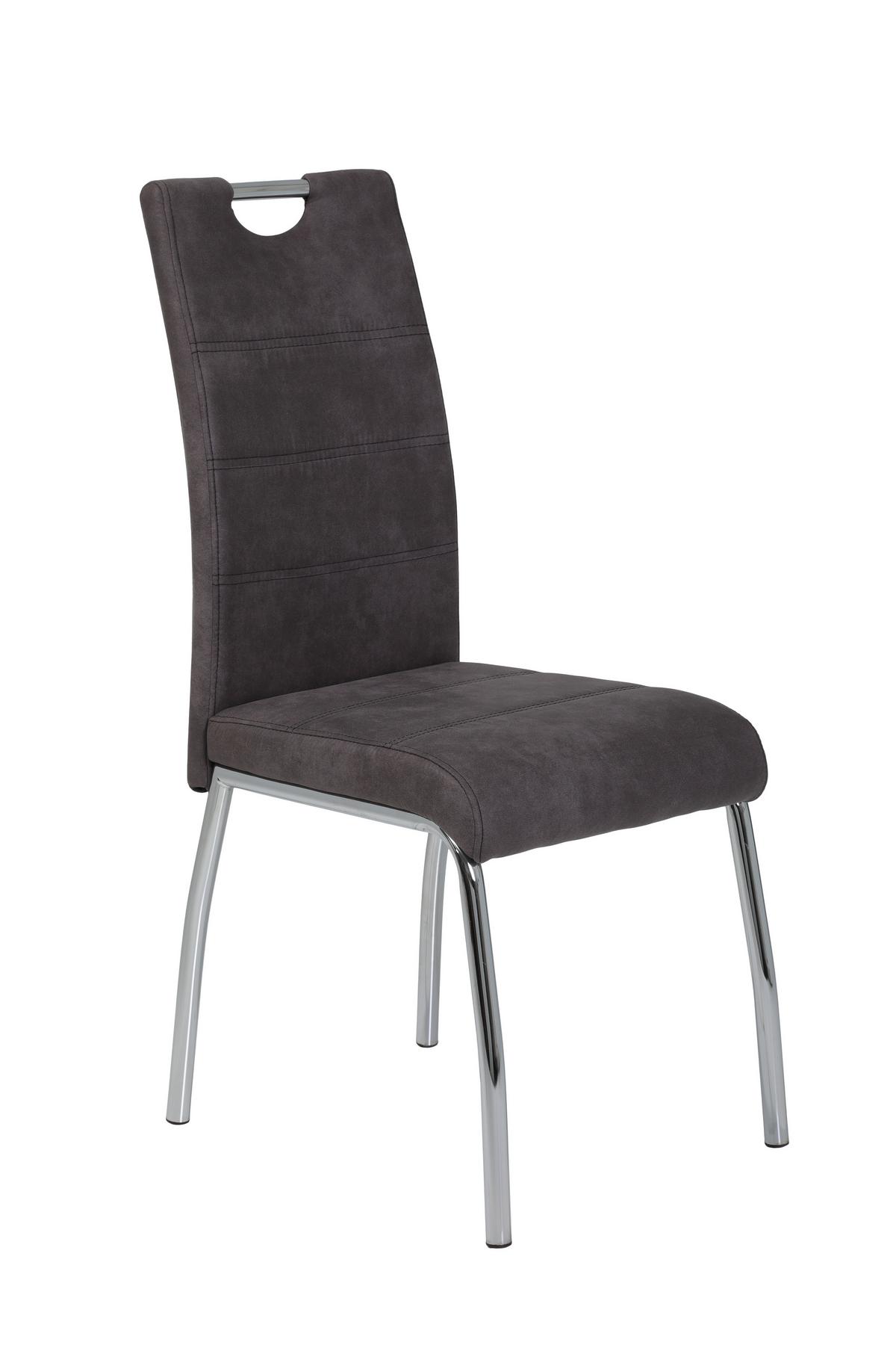 Jídelní židle Susi, textilní kůže, antracitová - barvy chromu/antracitová, Moderní, kov/textil (44/98/61cm)