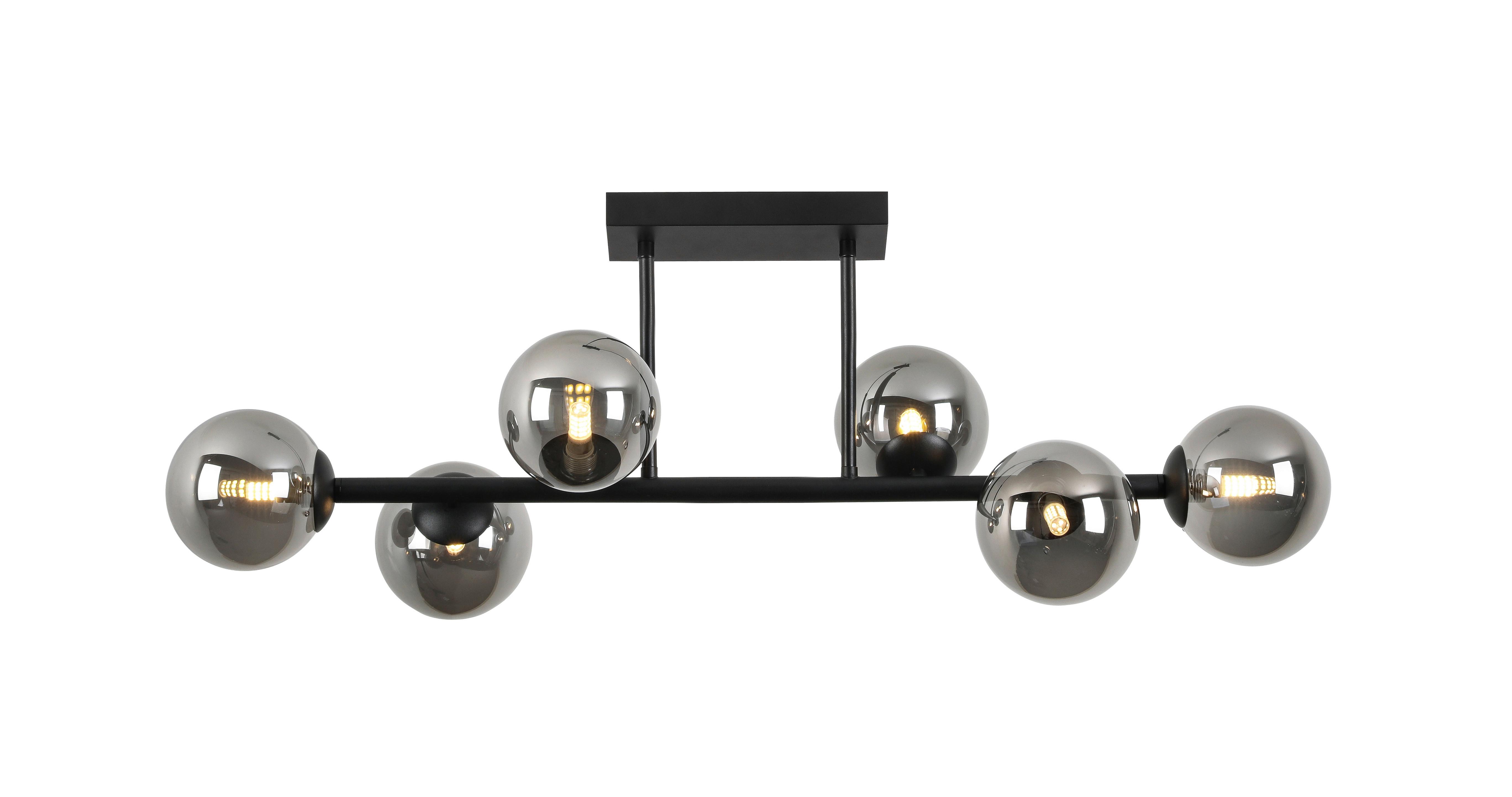 Stropné svietidlo Lisib,Š/V: 85/28cm,čierna - čierna/chrómová, Modern, kov/sklo (85/28/27cm) - Modern Living