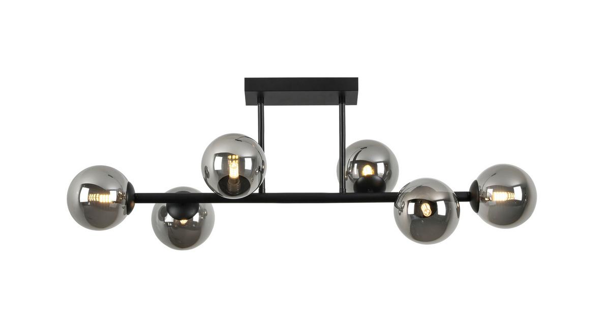 Stropné svietidlo Lisib,Š/V: 85/28cm,čierna - čierna/chrómová, Modern, kov/sklo (85/28/27cm) - Modern Living