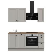 Kuchynská linka 180 cm, kamenná sivá supermatná - čierna/sivá, Modern, kov/kompozitné drevo (180cm) - Nobilia