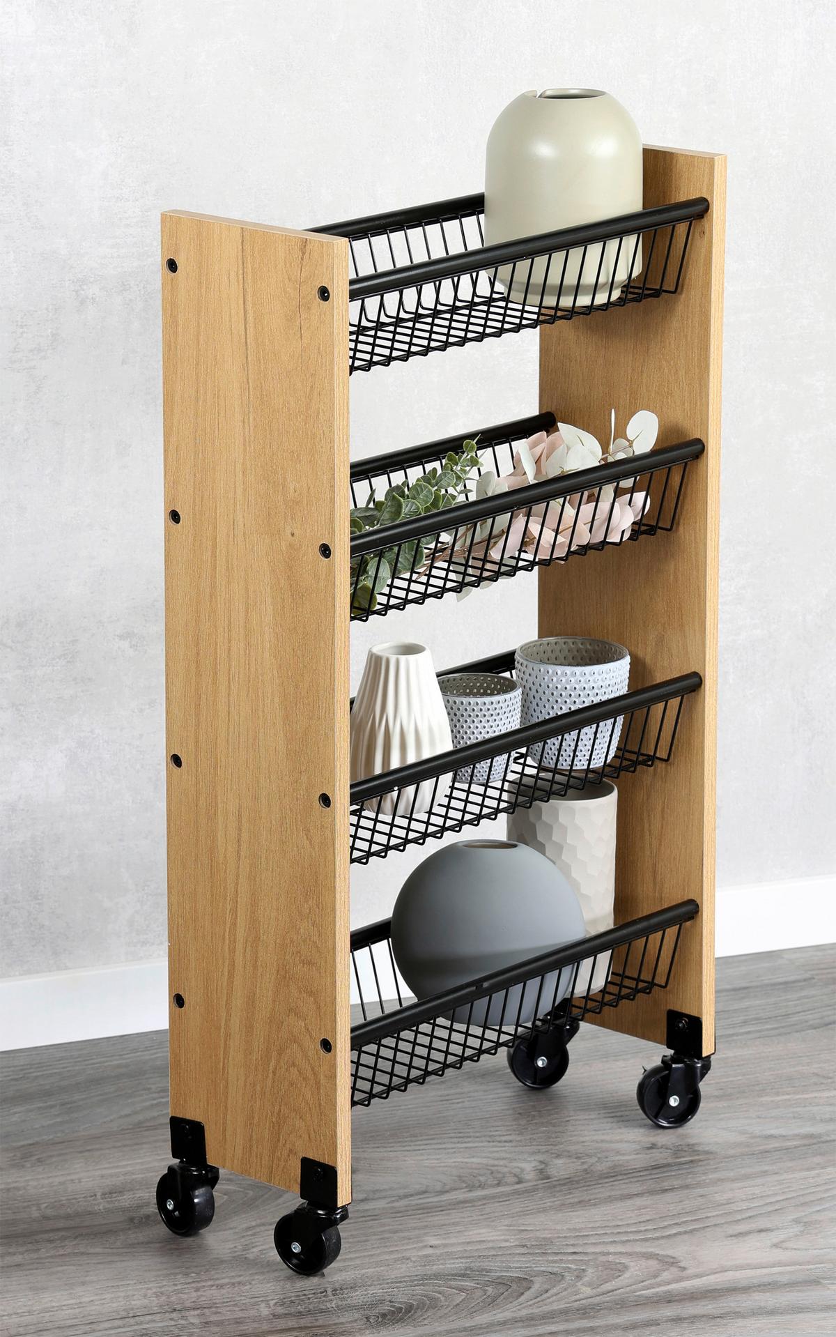 ALLZWECKWAGEN Metall/Holz B: 17cm - Basics, Holzwerkstoff/Metall (17/77/45cm) - Kesper