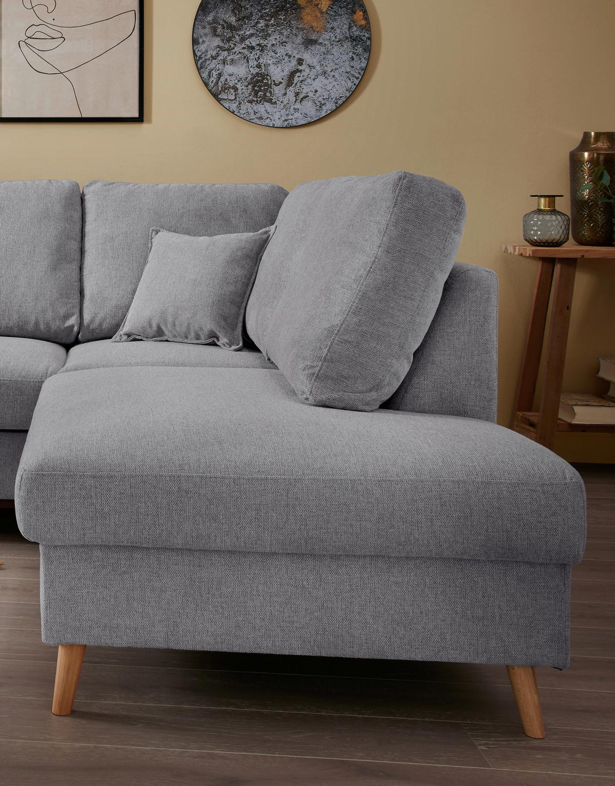 Ecksofa Valentina Dunkelgrau S: 230x200 Cm - Dunkelgrau/Naturfarben, MODERN, Textil (230/200cm) - Livetastic