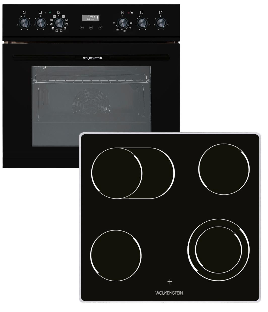 Herdset Wmoc 100 Schwarz B: 59,5 Cm - Schwarz, KONVENTIONELL, Glas/Metall (59,5/59,5/55cm) - Wolkenstein