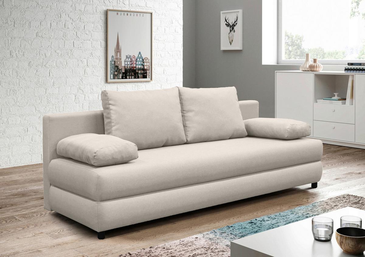 Schlafsofa Mela Beige B: 200 cm - Beige/Schwarz, Design, Textil (200/88/87cm) - P & B