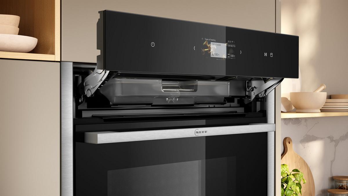 Dampfbackofen C24fs31n0 - Edelstahlfarben/Schwarz, MODERN, Glas (59,6/45,5/54,8cm) - Neff