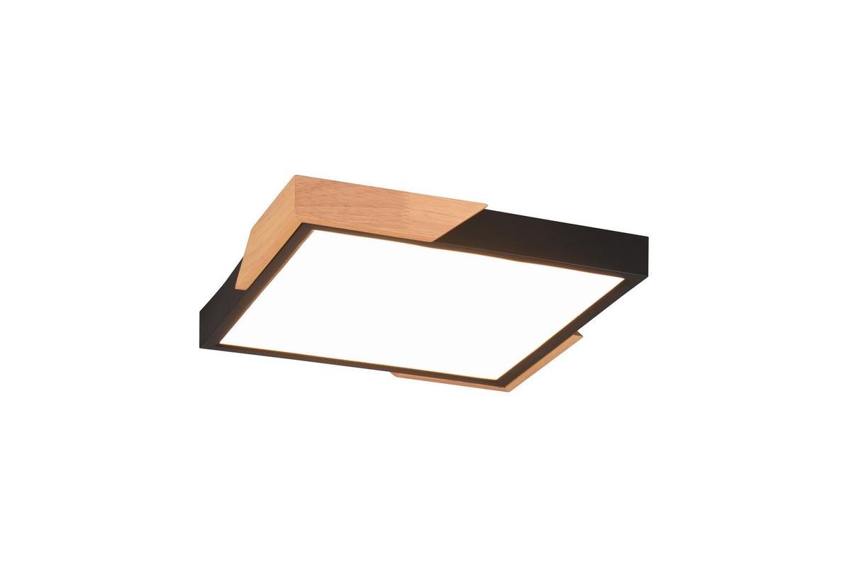 Led-deckenleuchte R67191132 Meta - Schwarz, Natur, Holz/Kunststoff (31,5/31,5/3,5cm)