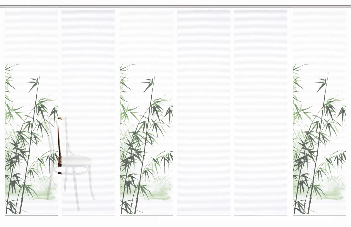 Flächenvorhang Rufus 6er Set - Weiß/Grün, Natur, Textil (60/245cm)