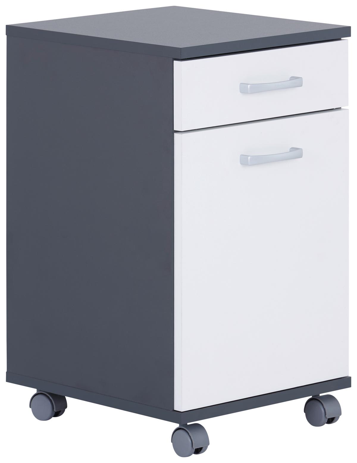 Rollcontainer Anthrazit/Weiß Rimini 33x59,5x38 cm - Anthrazit/Weiß, MODERN, Holzwerkstoff (33/59,5/38cm)