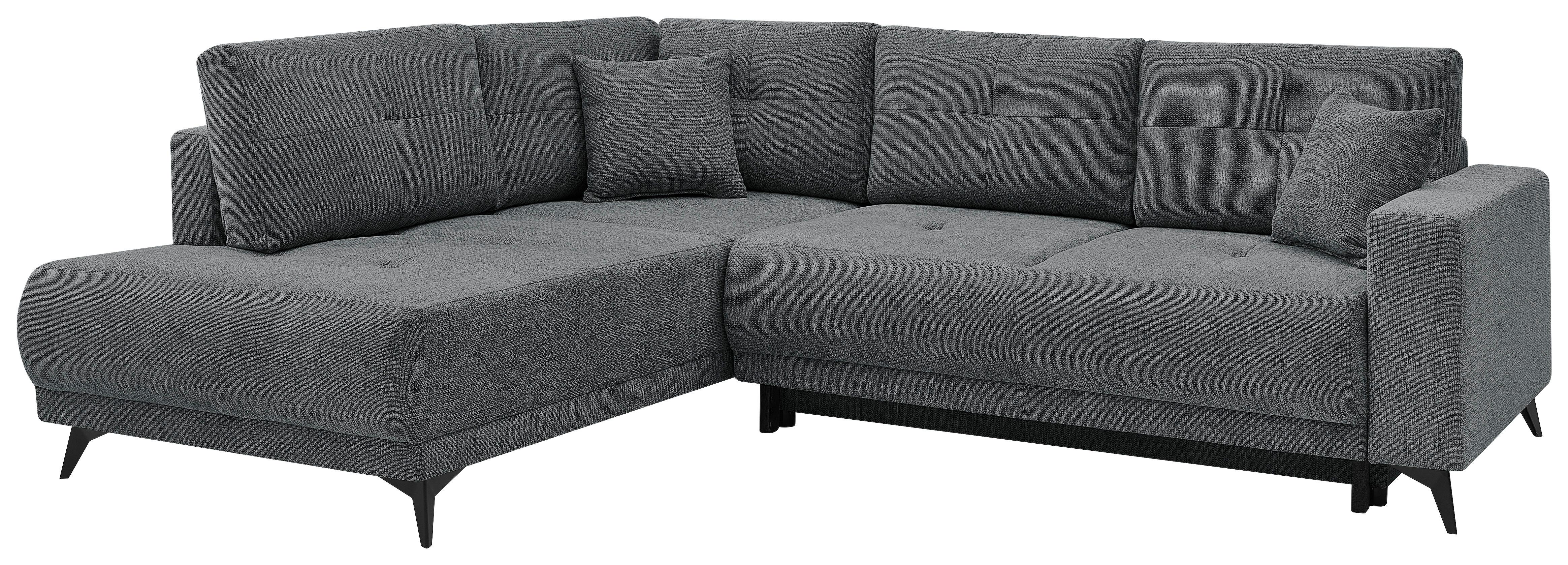 Ecksofa Texas Recr-Links Dunkelgrau S: 203x259 cm - Dunkelgrau/Schwarz, KONVENTIONELL, Holz (203/259cm)