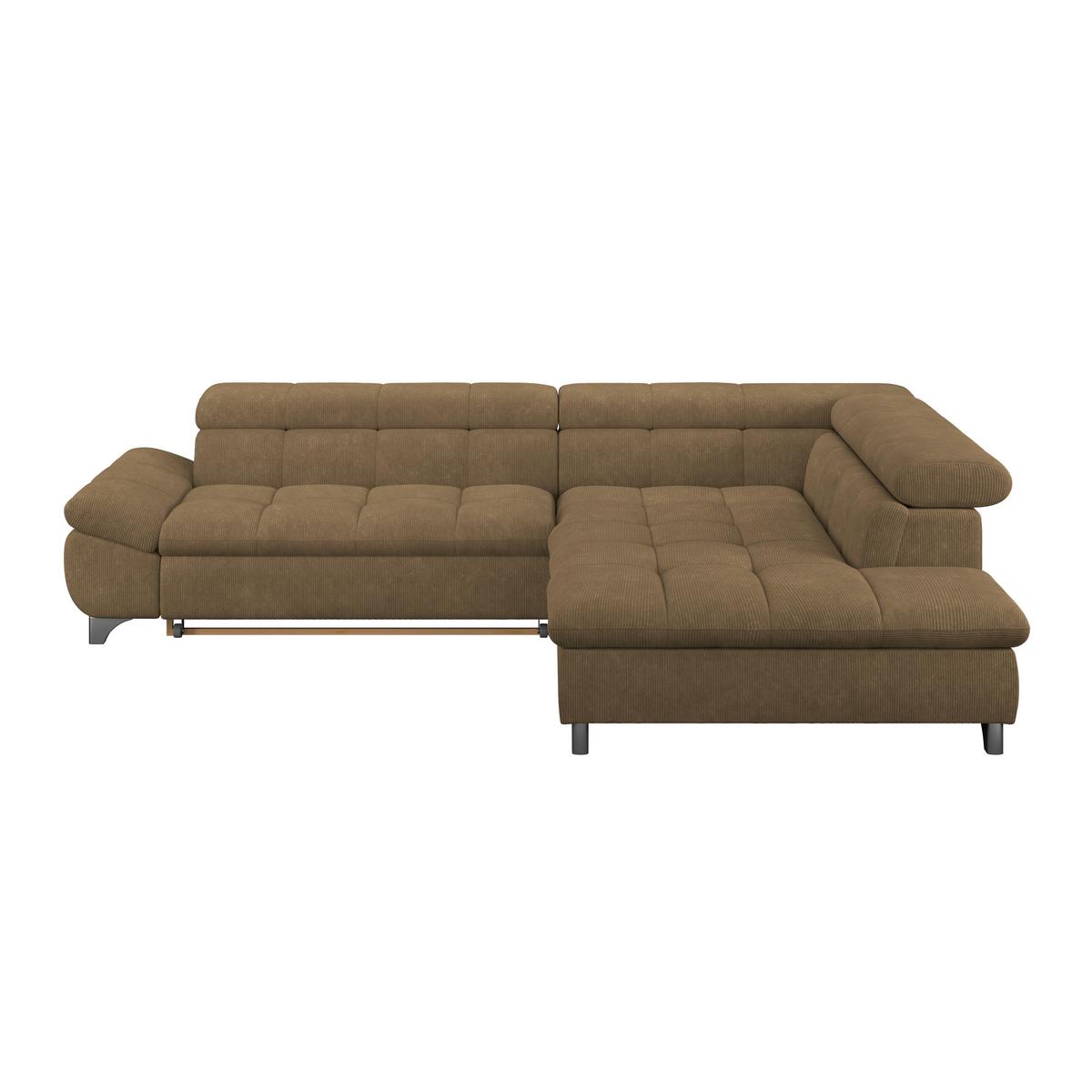 Eckbank Gemini Braun, B: 312cm - Chromfarben/Braun, KONVENTIONELL, Textil (312/234cm)