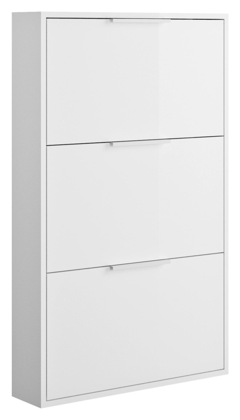 Vyklápěcí botník Espresso, lesklá bílá, š: 65 cm - bílá/vysoce lesklá bílá, Konvenční, kompozitní dřevo (65/106/15cm) - Mömax