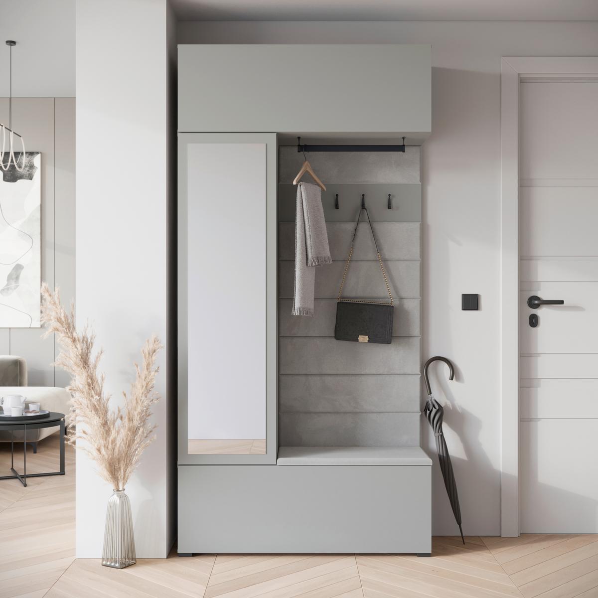 Garderobe Tejo Grau B: 1150 cm - Grau, Design, Holzwerkstoff (115/231,9/37,5cm) - Livetastic
