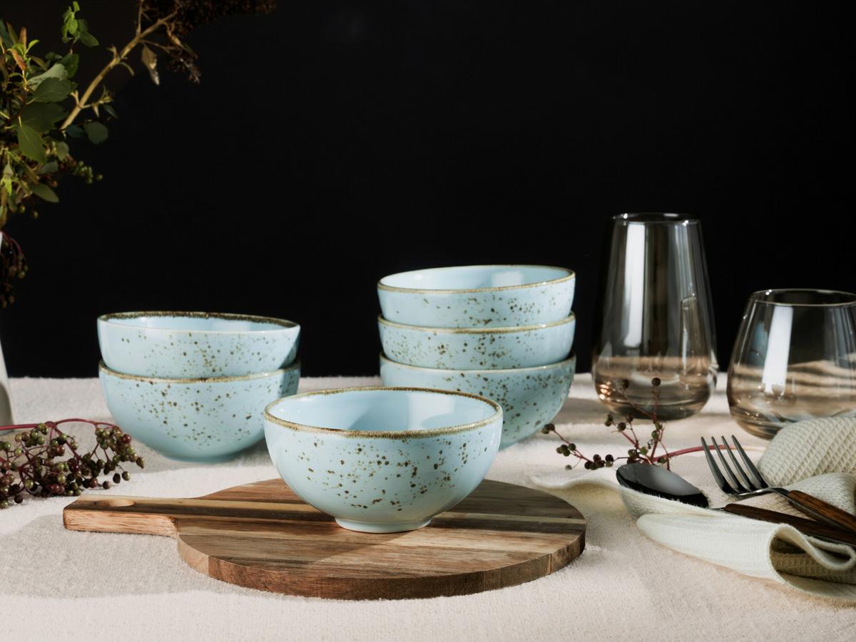 SADA MISEK NA OMÁČKU NATURE COLLECTION - pastelově modrá, Trend, keramika (11,5cm) - Creatable
