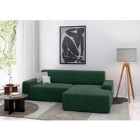Ecksofa Wien Dunkelgrün S: 246x162 cm - Dunkelgrün/Schwarz, MODERN, Textil (246/162cm) - Trendmanufaktur