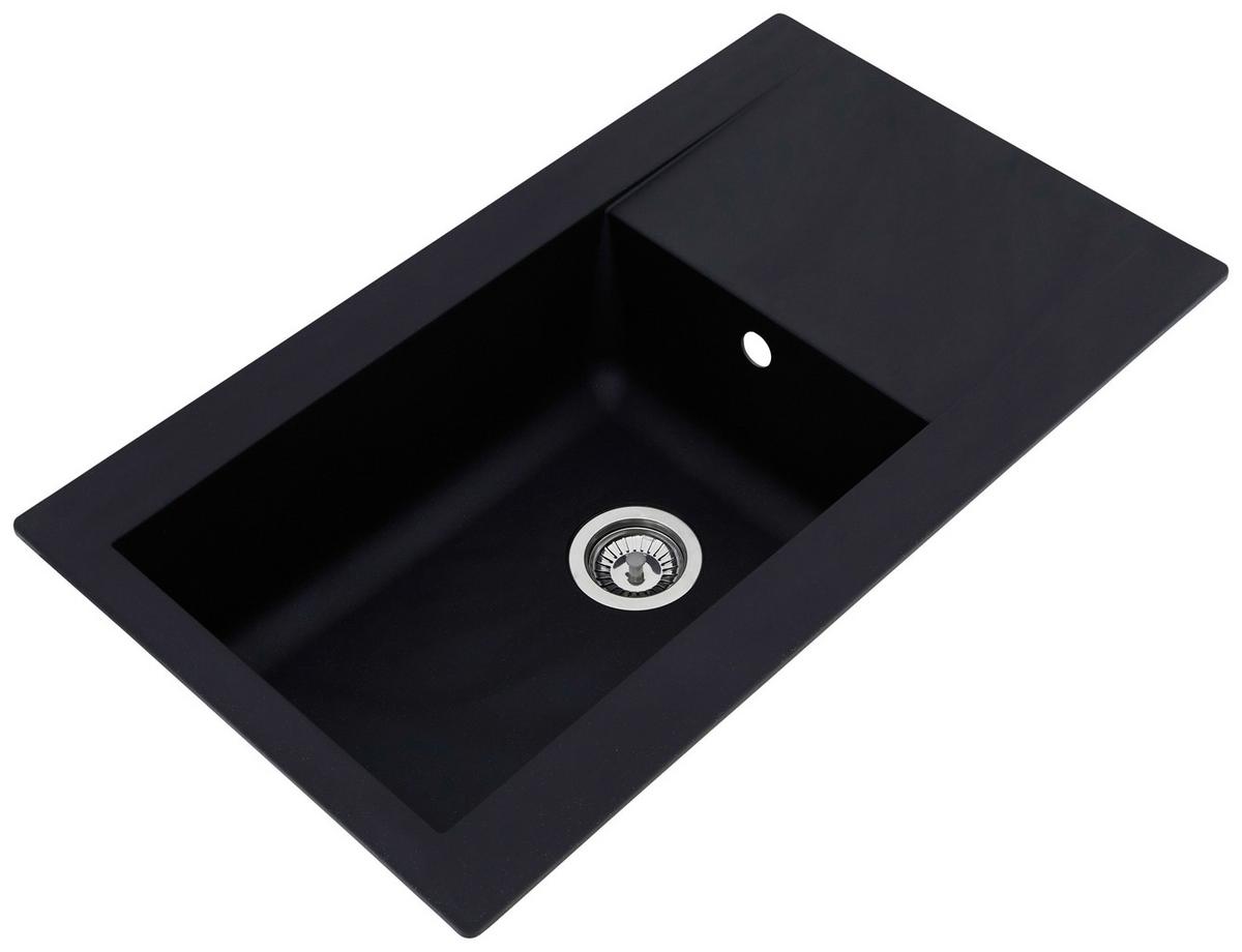 Spüle Respekta Einbauspüle Denver - Schwarz, Trend, Glas/Kunststoff (86/20/50cm) - Respekta