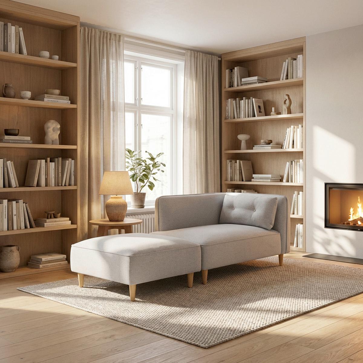 Modulární pohovka FANNY, světle šedá - světle šedá/přírodní barvy, Moderní, dřevo/textil (154/55/73cm) - Bessagi Home