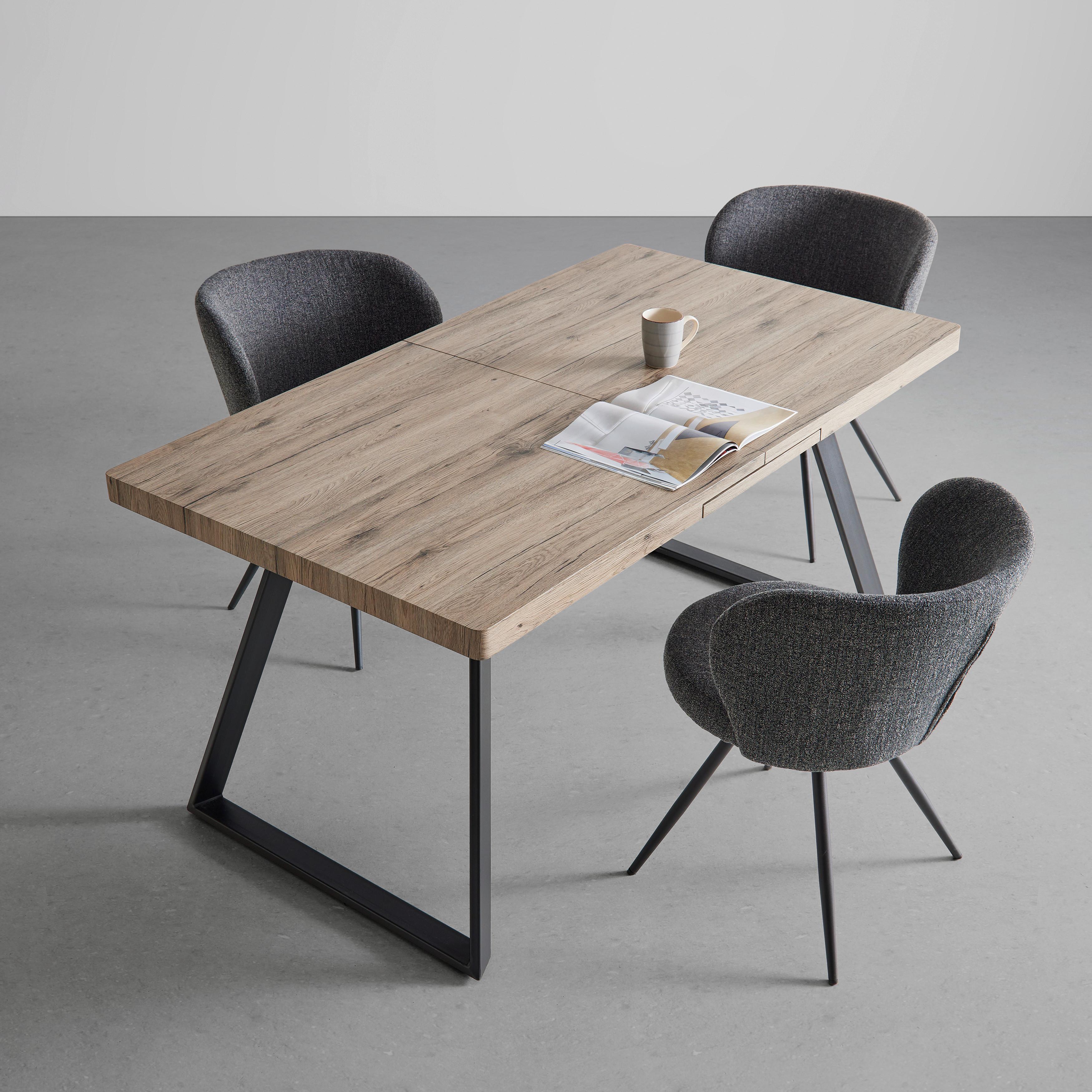 Jedálenský Stôl S Rozkladom Ivano 160-200 Cm - farby dubu/čierna, Moderný, kov (90/160-200/76cm) - Bessagi Home