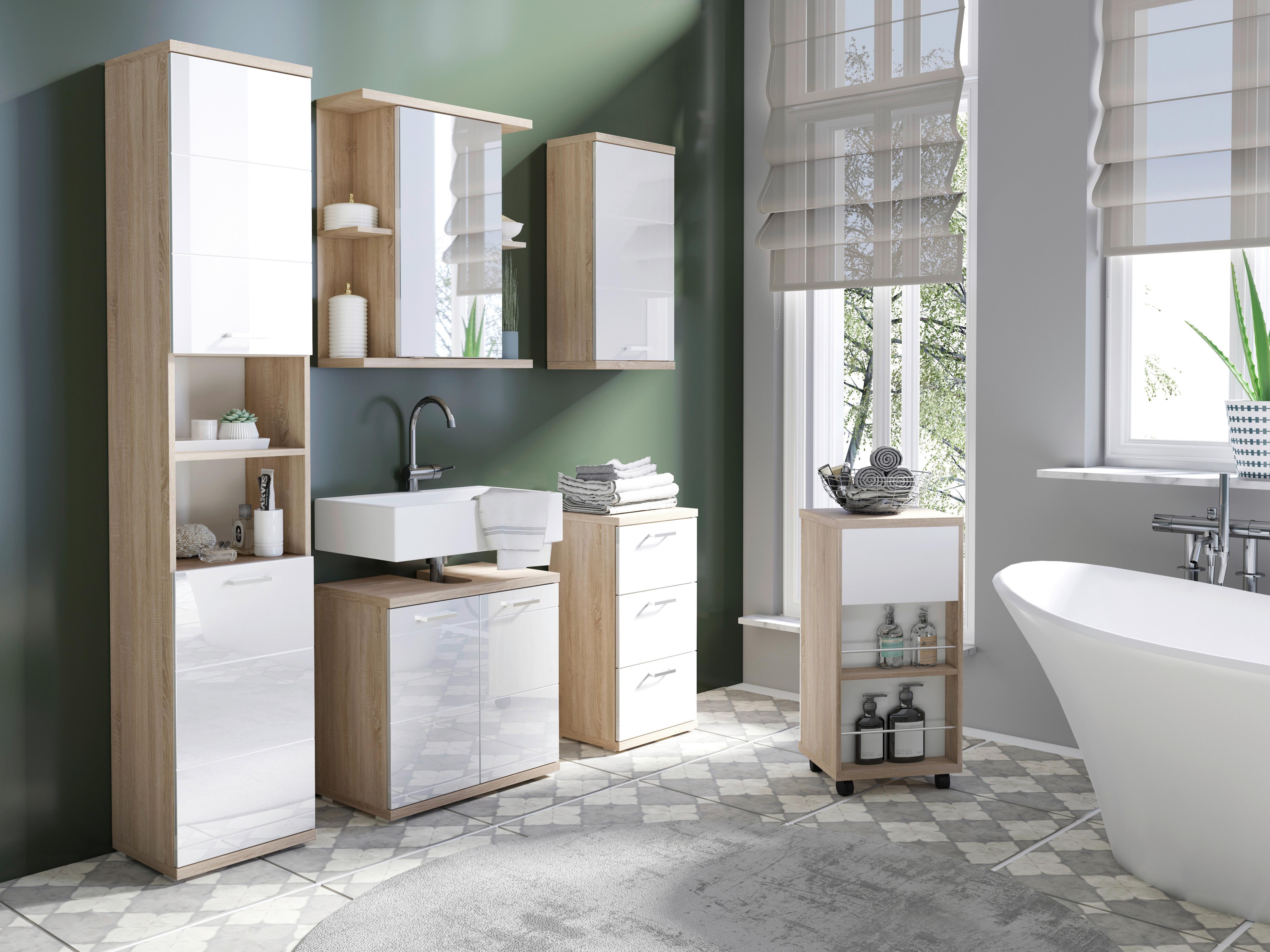Spiegelschrank Nebraska B: 60cm Sonoma Eiche - Sonoma Eiche, MODERN, Glas/Holzwerkstoff (60/70/25cm) - MID.YOU