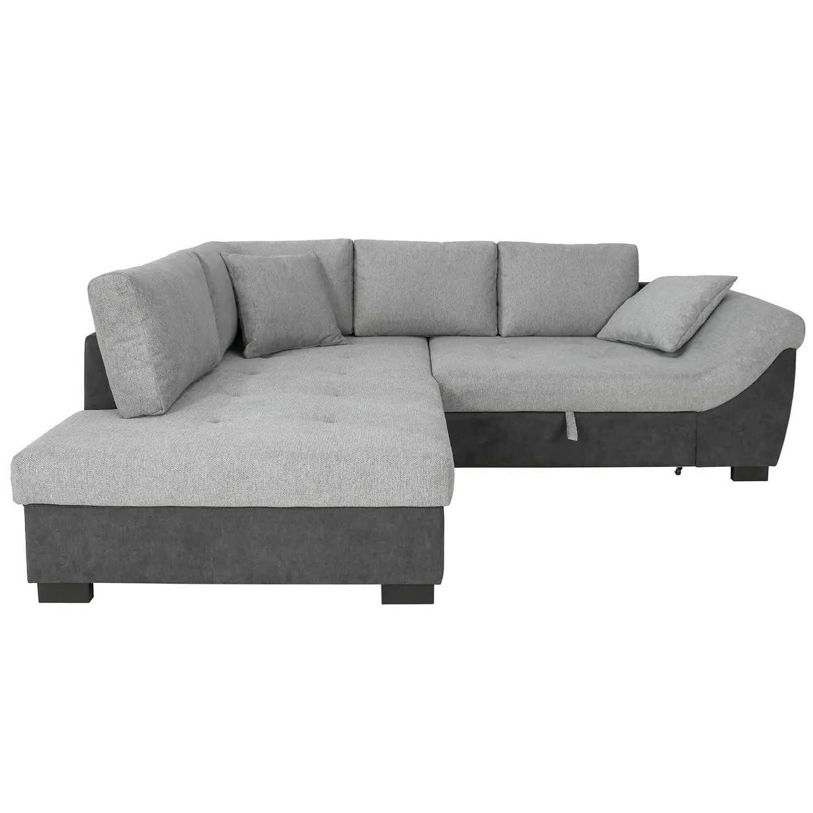 Rohová sedačka STELLA, ľavá, grafitová / sivá - čierna/sivá, Design, kov/drevo (193/247cm)