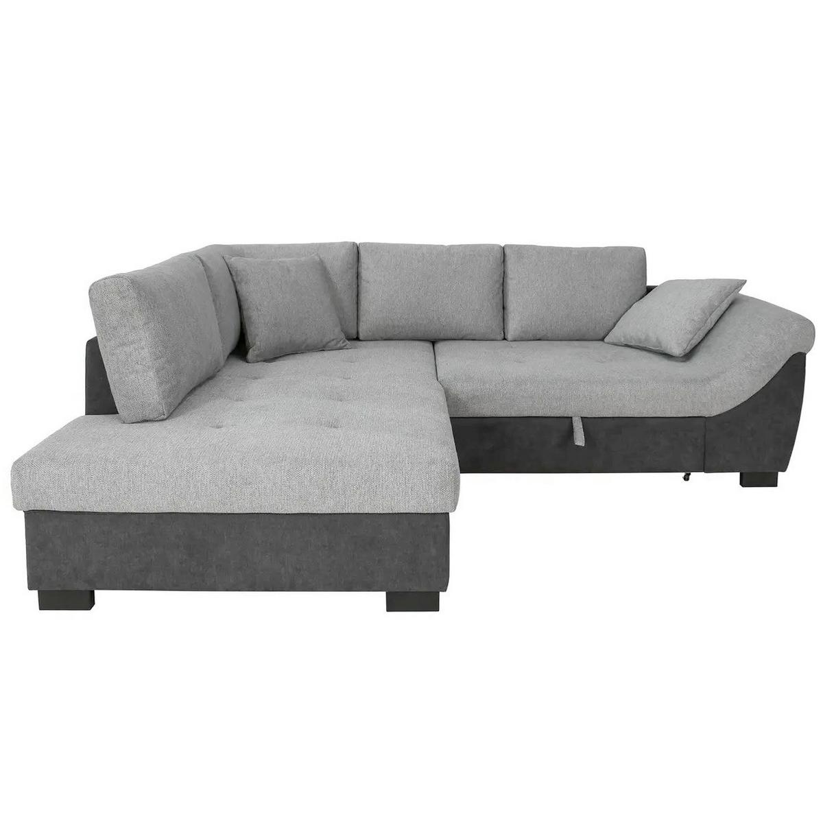 Rohová sedačka STELLA, levá, grafitová / šedá - šedá/černá, Design, kov/dřevo (193/247cm)