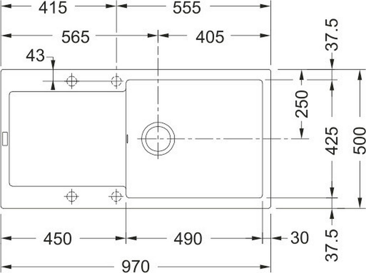 Spüle Maris Mrg 611-97 XL - Grau, MODERN, Stein (97/50/20cm) - Franke