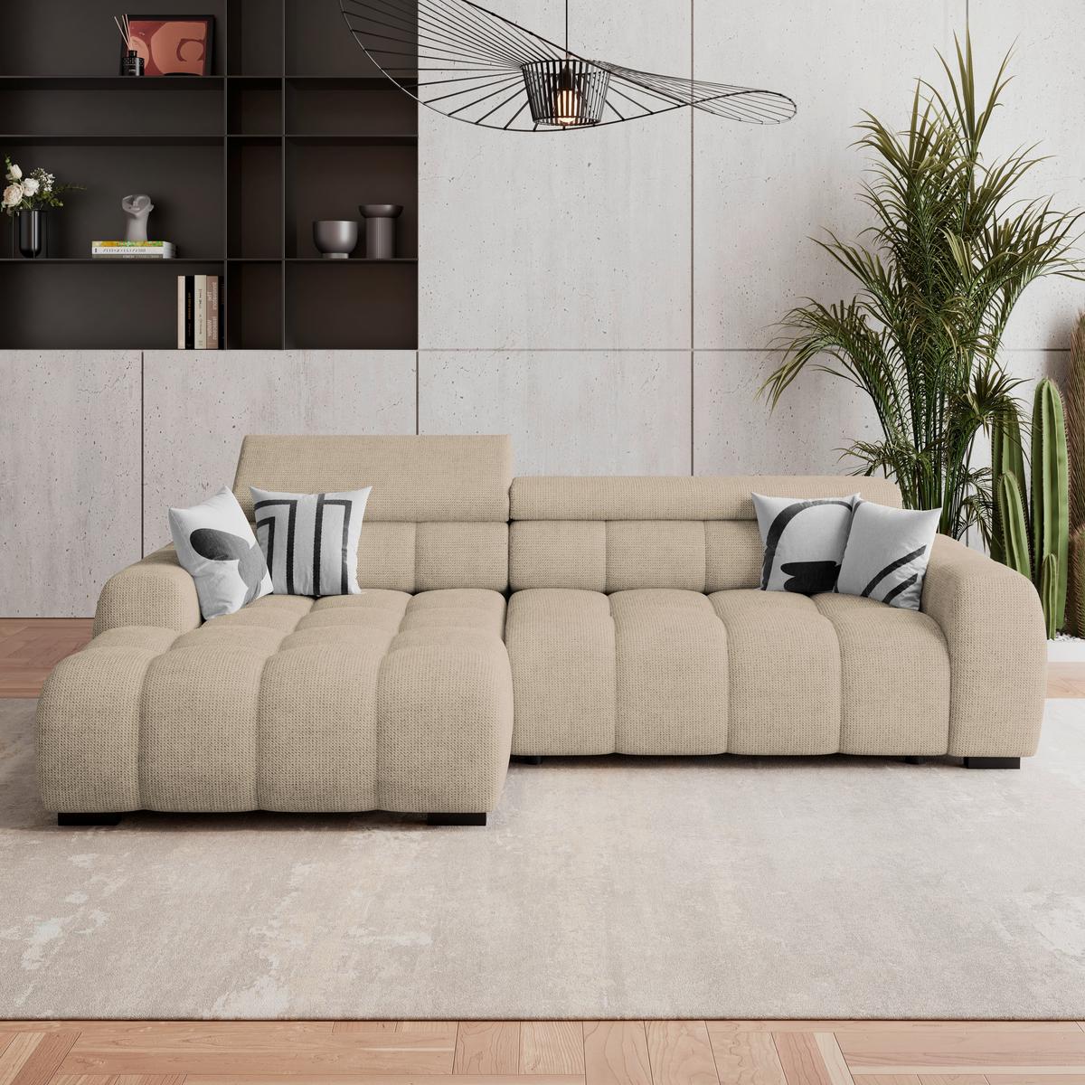 Ecksofa Fargo S Braun, B: 168cm - Beige/Schwarz, Trend, Textil (168/285cm)