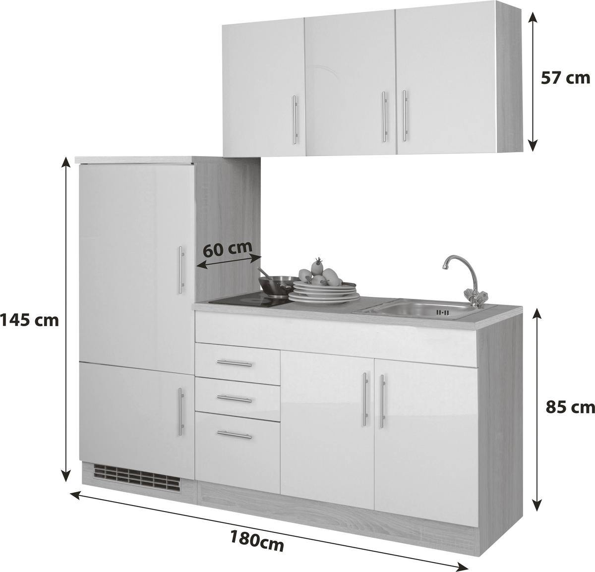 Küchenblock Toronto Creme/Eiche Dekor B: 180 cm - Eichefarben/Creme, MODERN, Holzwerkstoff (180cm) - Held