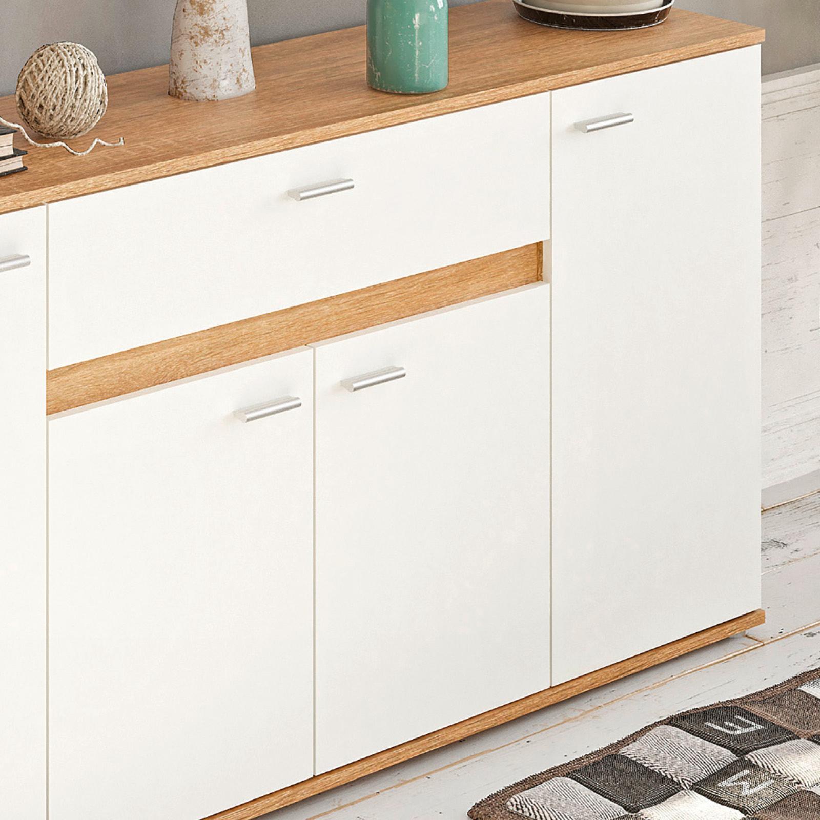Kommode B 160cm Carmen, Eiche Dekor/Weiß