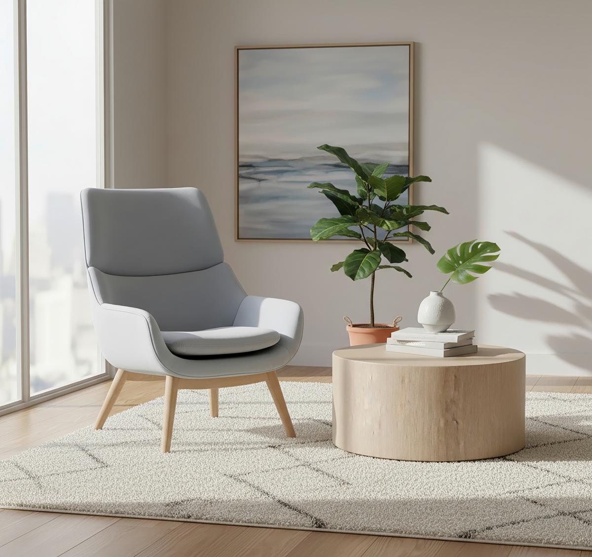 Křeslo FELIA světle šedá - světle šedá/barvy buku, Moderní, dřevo/textil (71/92,5/79cm) - Bessagi Home