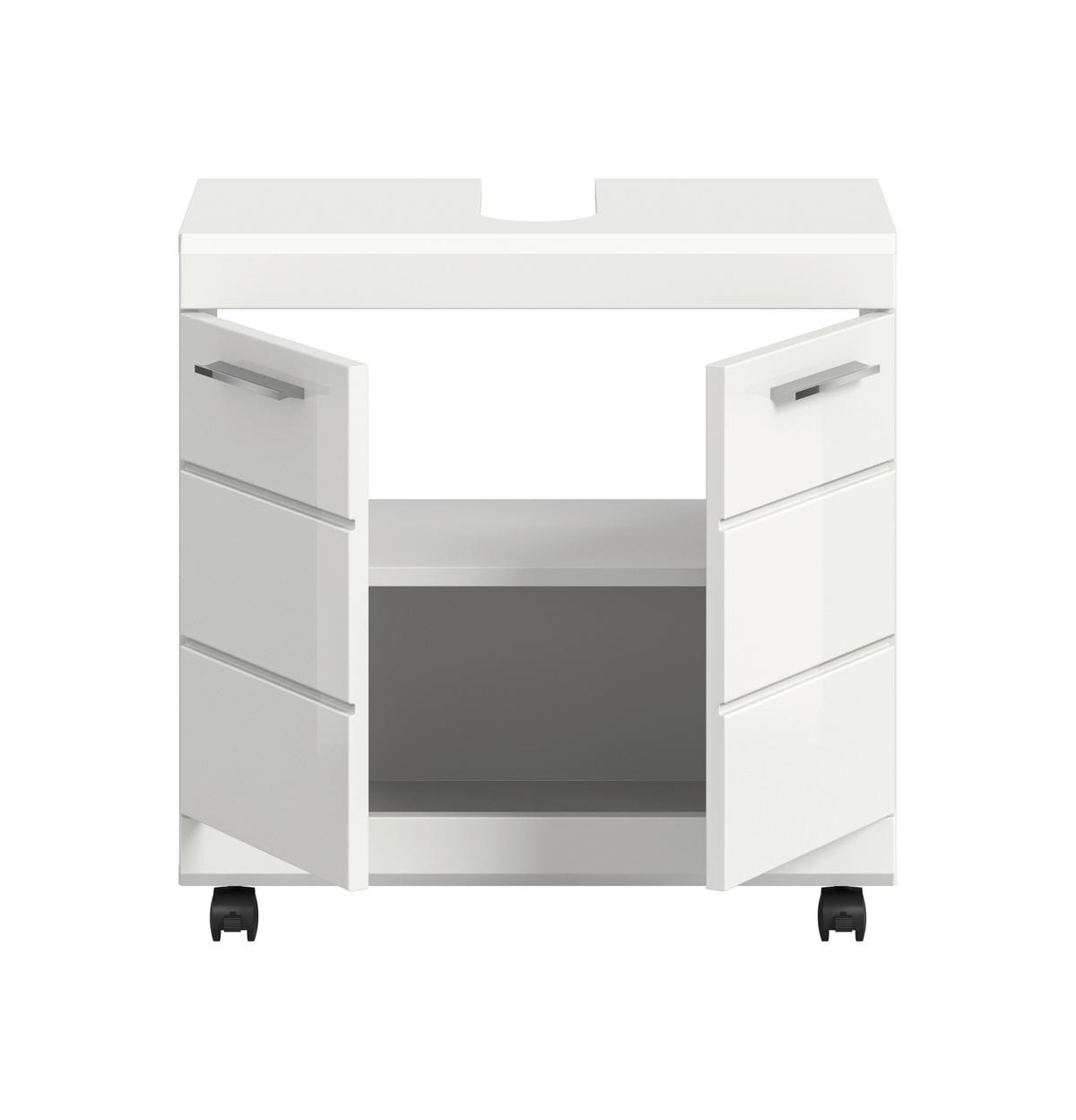 WASCHBECKENUNTERSCHRANK Scout Weiß/Weiß HG B: 60cm - Weiß Hochglanz/Schwarz, Trend, Holzwerkstoff (60/60/34cm) - MID.YOU