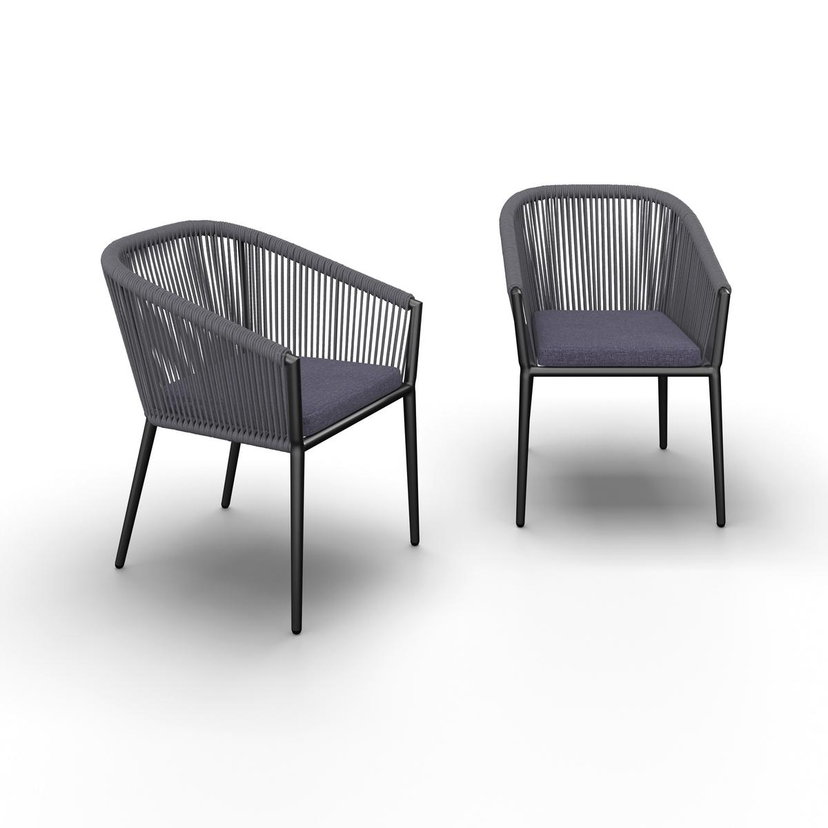 SADA ZAHRADNÍCH KŘESEL BENICIA - modrá/černá, Moderní, kov/textil (55/76/63cm) - Bessagi Garden