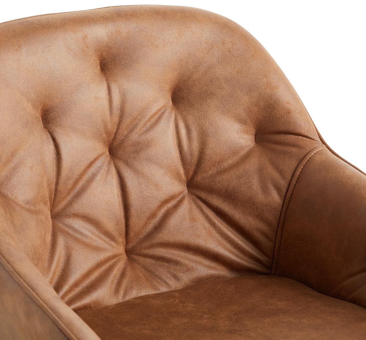 Armlehnstuhl Ancona Braun B: 55 cm - Schwarz/Braun, ROMANTIK / LANDHAUS, Textil/Metall (55/80/61cm) - Livetastic