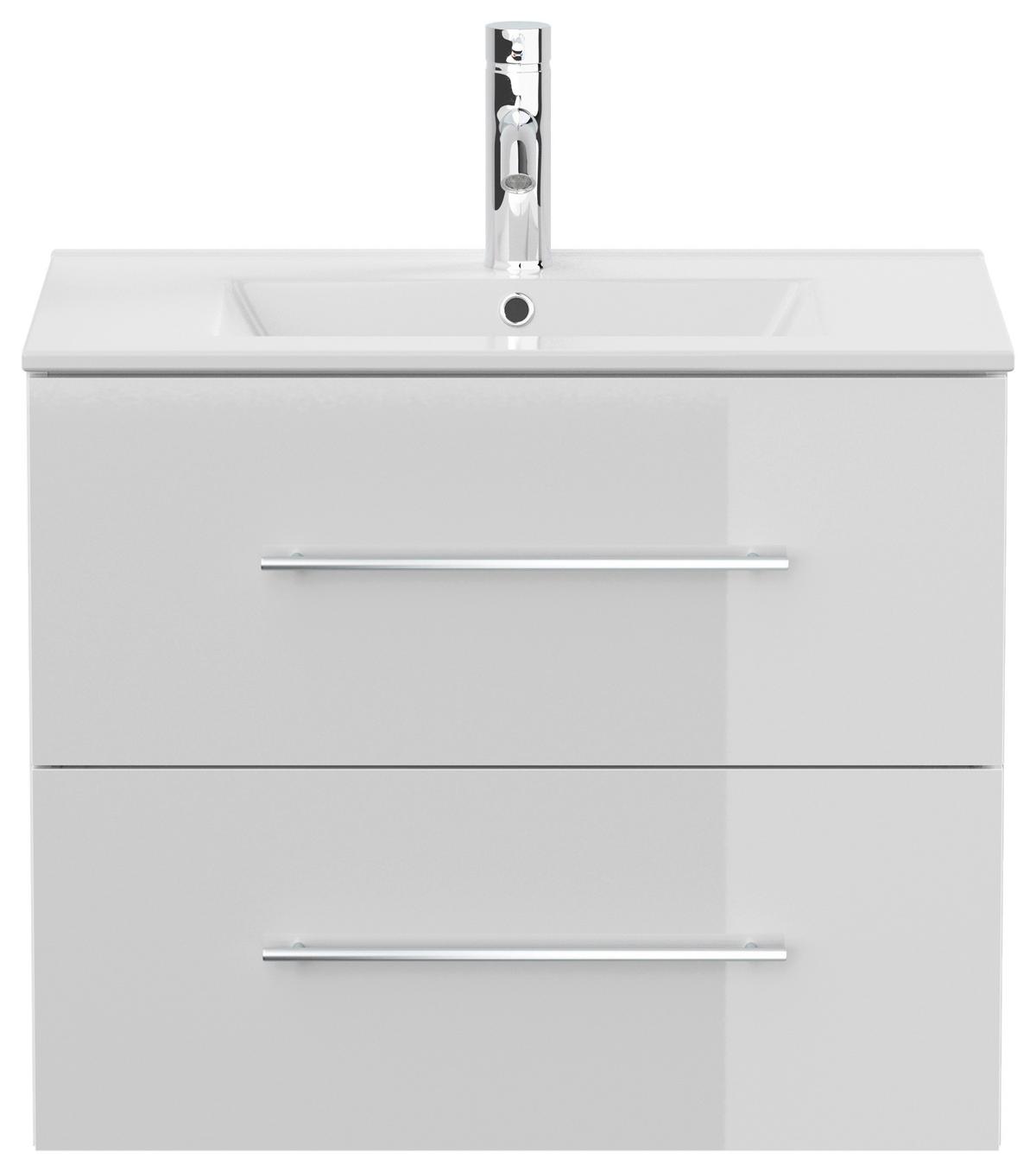 WASCHTISCHKOMBI Homeline, Weiß HG, B: 71 cm - Weiß Hochglanz/Weiß, Basics, Keramik/Holzwerkstoff (71cm) - MID.YOU