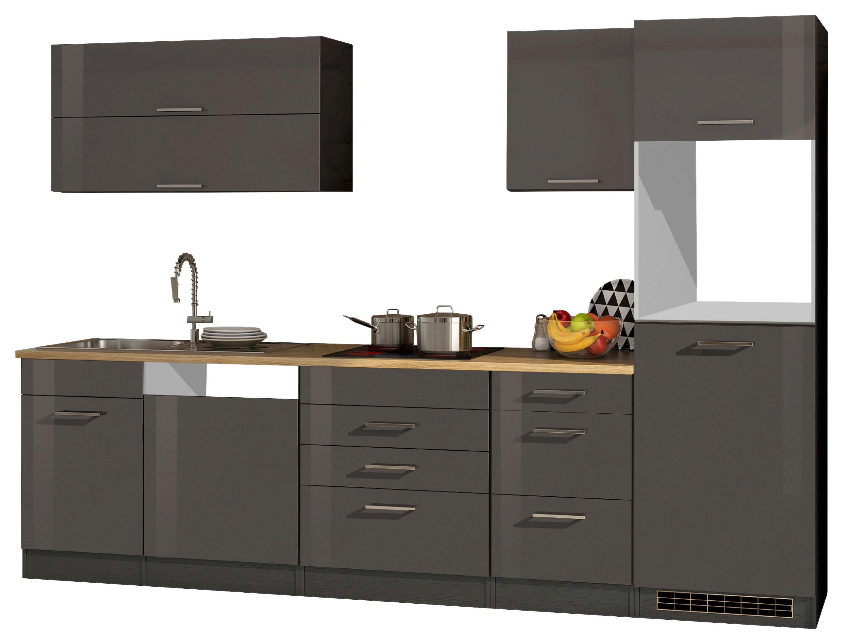 Küchenleerblock Mailand Graphitfarben B: 300cm - Graphitfarben/Sonoma Eiche, MODERN, Holzwerkstoff (300cm) - Held