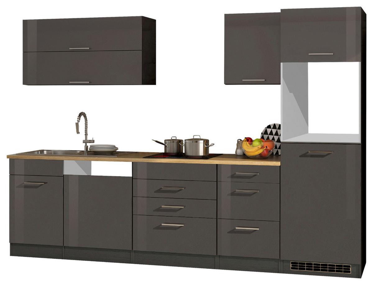 Küchenleerblock Mailand Graphitfarben B: 300cm - Graphitfarben/Sonoma Eiche, MODERN, Holzwerkstoff (300cm) - Held