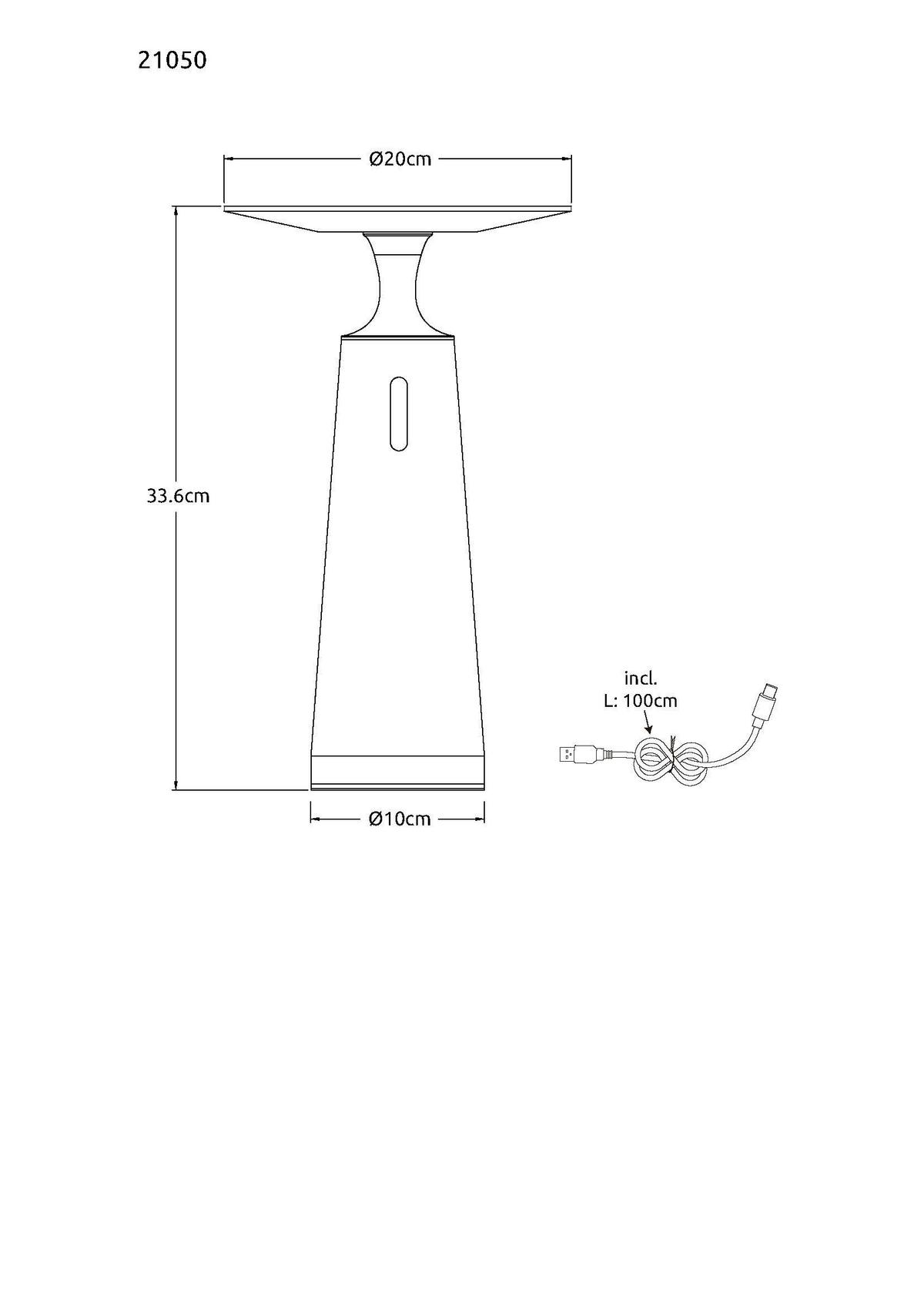 Akku-Tischleuchte Travertin Graphitfarben Weiß D: 12 cm - Graphitfarben/Schwarz, Design, Kunststoff/Stein (12/27,6cm) - Globo