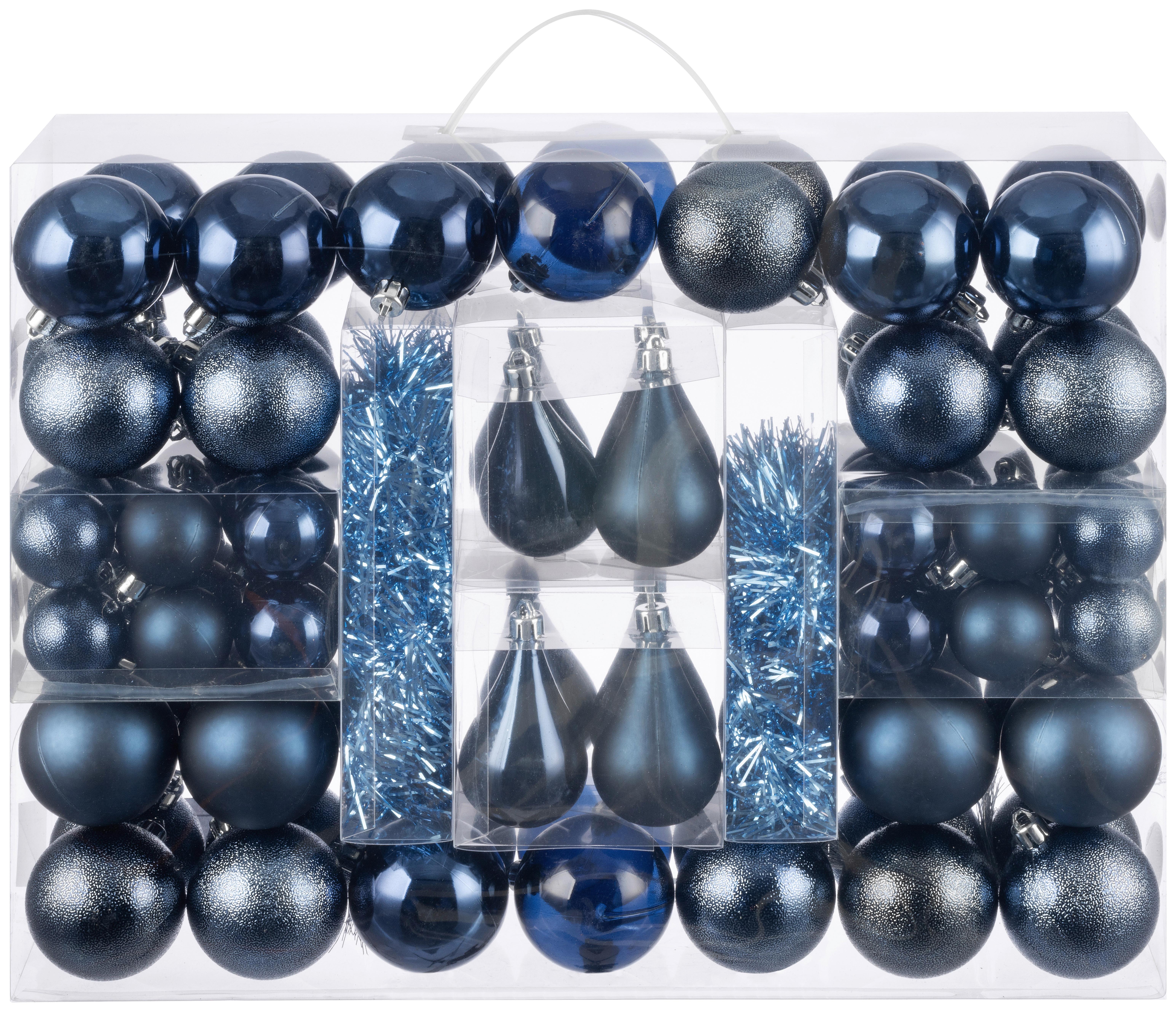 Christbaumkugel-Set Sigried - Dunkelblau, KONVENTIONELL, Kunststoff - Luca Bessoni
