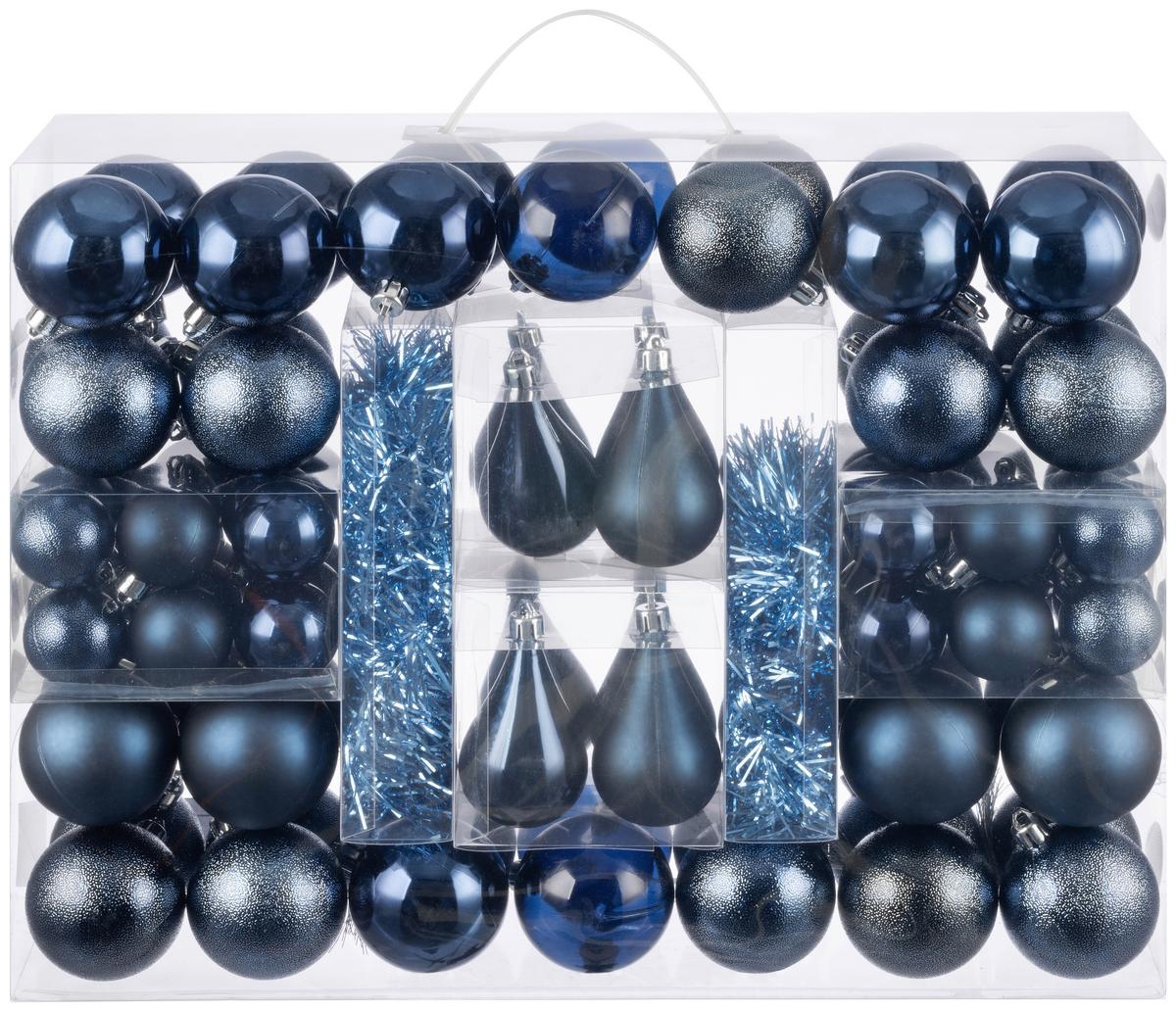 Christbaumkugel-Set Sigried - Dunkelblau, KONVENTIONELL, Kunststoff - Luca Bessoni