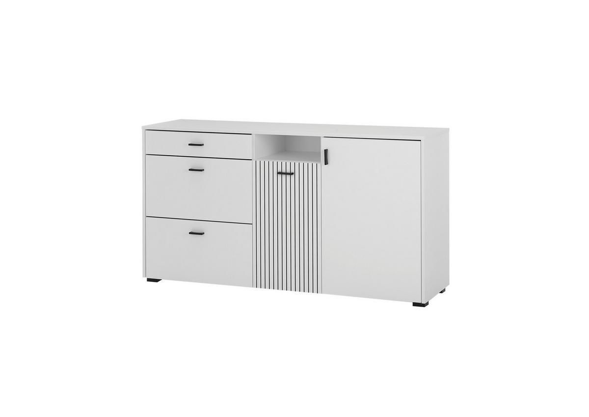 Sideboard Hudson Schwarz/Weiß B: 150 cm - Schwarz/Weiß, Design, Holzwerkstoff (150/80/42cm) - MID.YOU