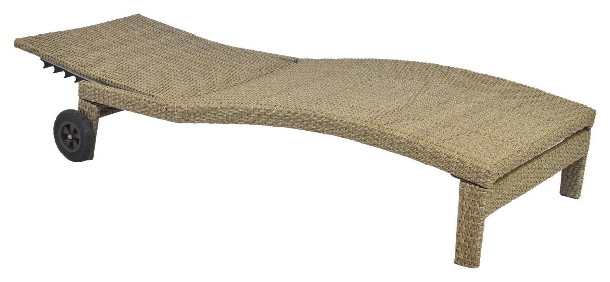 Gartenliege Andalusia - Beige/Braun, MODERN, Textil/Metall (90/100/208cm) - Gardenson