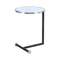 Beistelltisch Rund Servant Silberfarben/Weiß - Silberfarben/Schwarz, Basics, Glas/Metall (46/46/62cm) - Kayoom