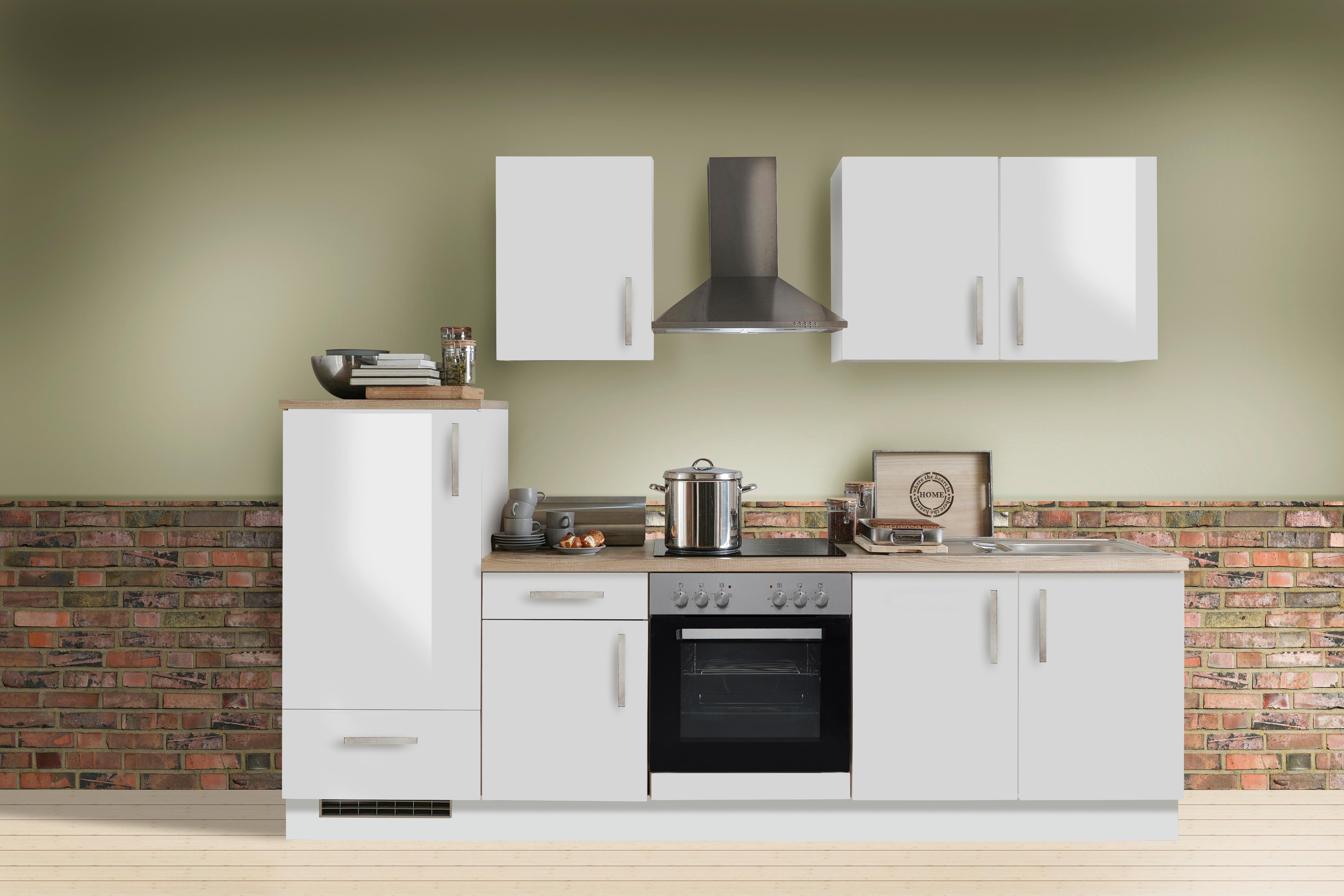 Küchenblock White-Premium - Weiß Hochglanz/Weiß, KONVENTIONELL, Holzwerkstoff (270cm) - Menke