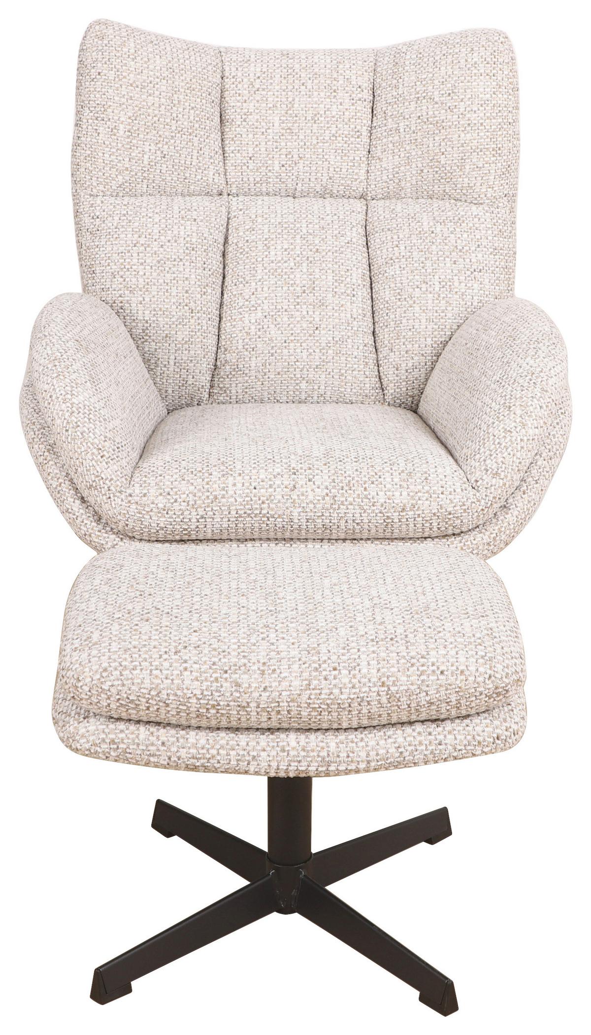 Relaxsessel Houston Webstoff beige, B: 76cm - Beige/Schwarz, MODERN, Textil/Metall (76/101/87cm)