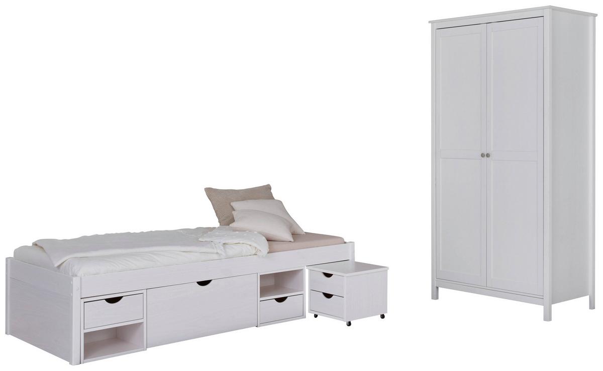 EINZELZIMMER Chilly Weiß 3-teilig - Weiß/Naturfarben, MODERN, Holz - MID.YOU