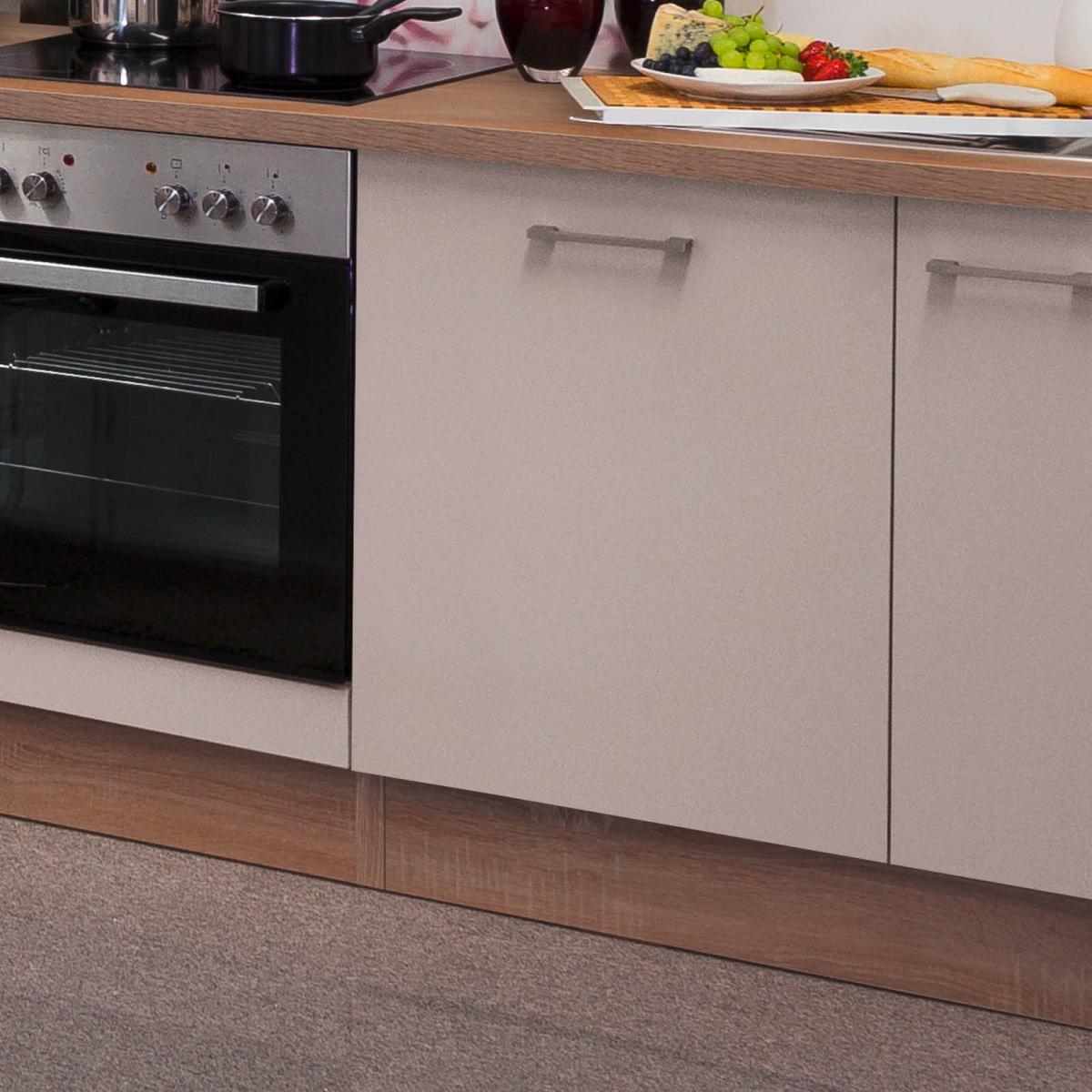 Küchenzeile Nepal Mit Geräten 280 Cm Kaschmir/eiche Dekor - Kaschmir/Sonoma Eiche, MODERN, Glas/Holzwerkstoff (280cm) - FlexWell