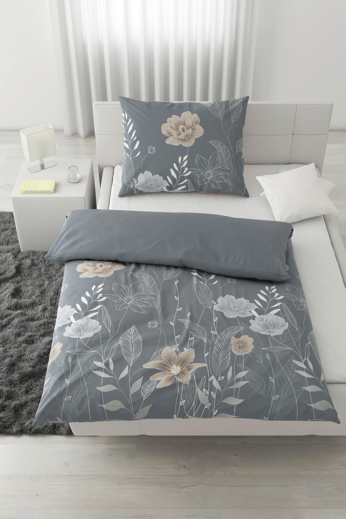 Posteľná bielizeň Nala, 70/90 140/200cm - sivá, Romantik / Landhaus, textil (140/200cm) - Mömax